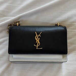 Saint Laurent Two-Tone Black and White Leather Mini Chain Bag